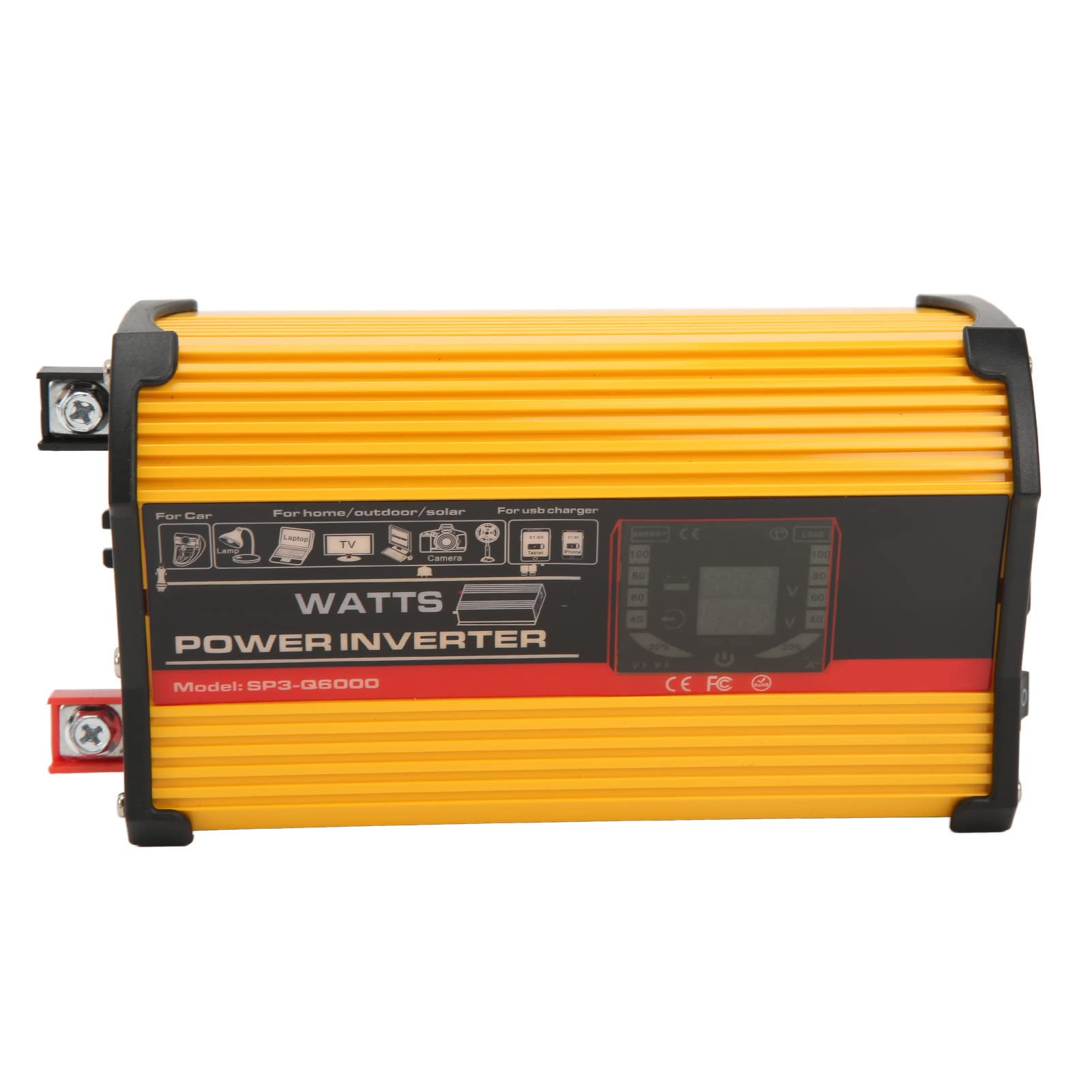 Generic Falownik Samochodowy 12 V do 220 V Podwójny USB Wbudowana Zapasowa ładowarka Inwerterowa Inteligentna Kontrola Temperatury RV (YELLOW)