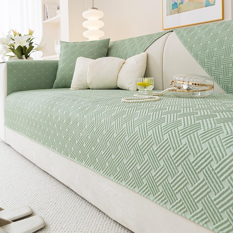Housse canapé soie glacée moderne verte tapis rafraîchissant chien 110x210cm