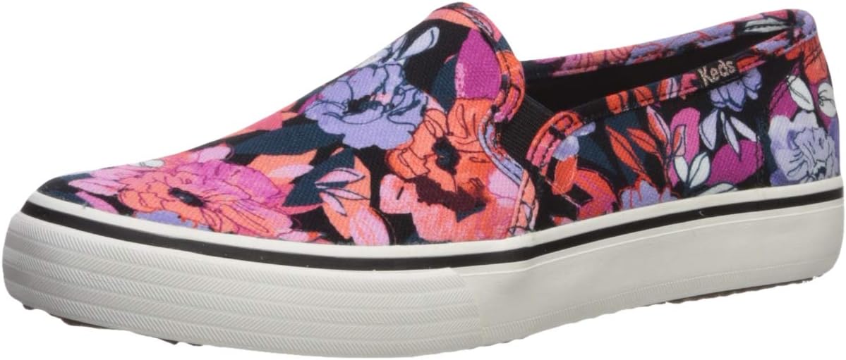 Keds Women's Double Decker Floral Sneaker, Black Pink, 5.5 M US