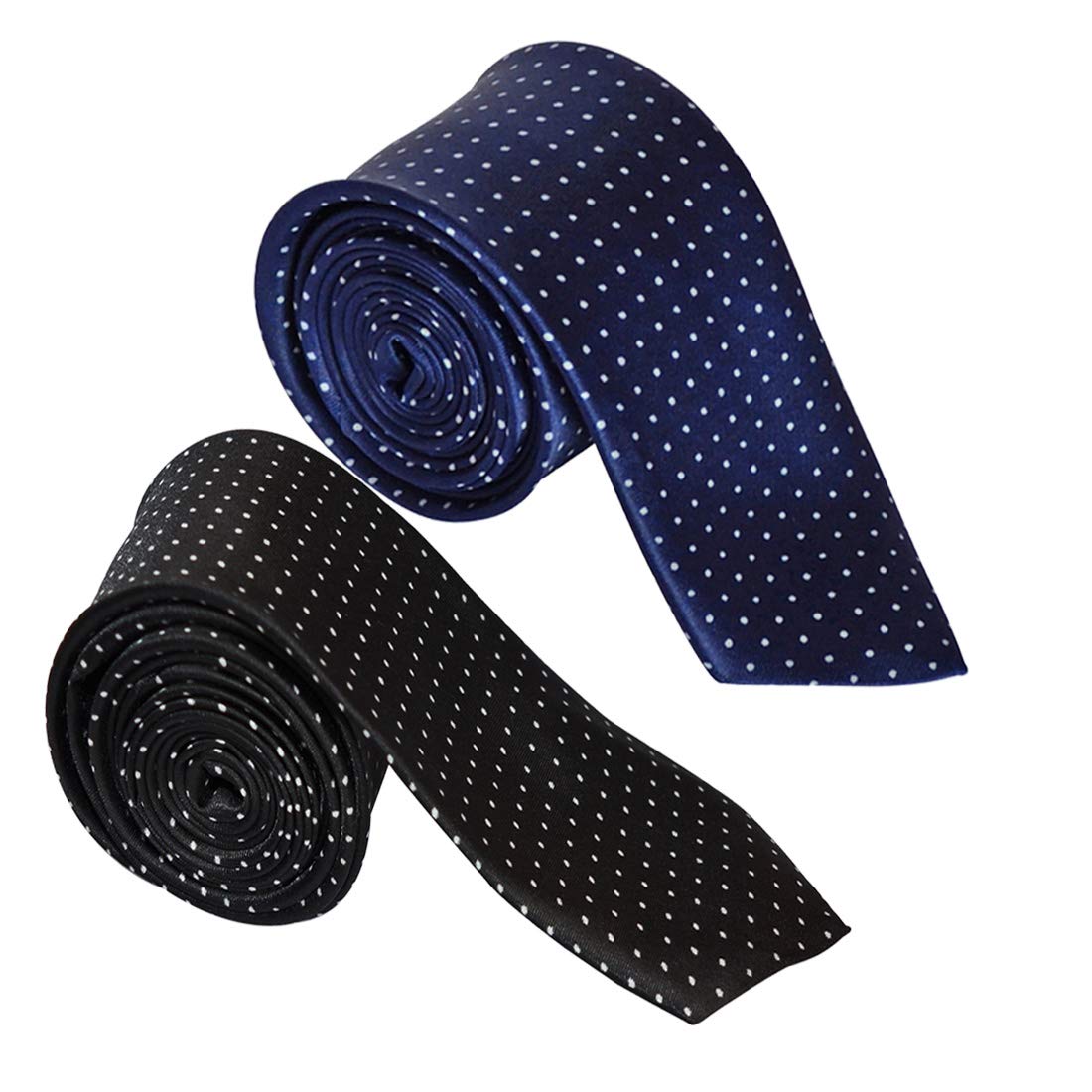 men's black and navy blue color with white doted narrow Tie (pack of two)-image-19