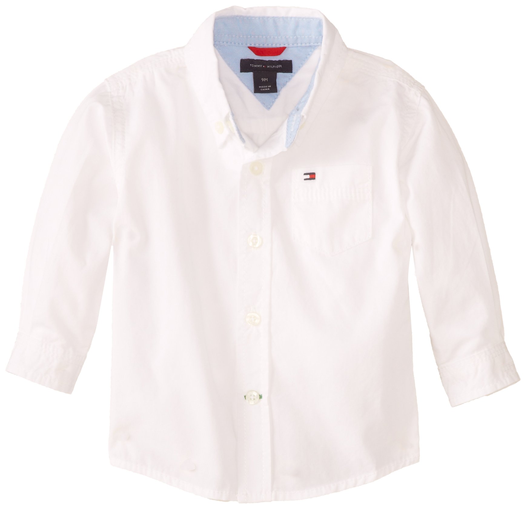 Tommy Hilfiger Boys' Classic Long Sleeve Shirt, 100% Cotton, Collared Button-Down with Chest Pocket & Embroidered Logo
