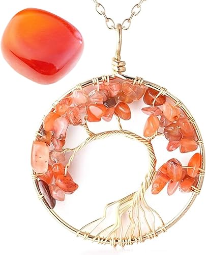 Halukakah Collar de cristales y piedras curativas para mujer, alambre de latón chapado en oro, piedra lunar natural, cuarzo rosacuarzo amatista,