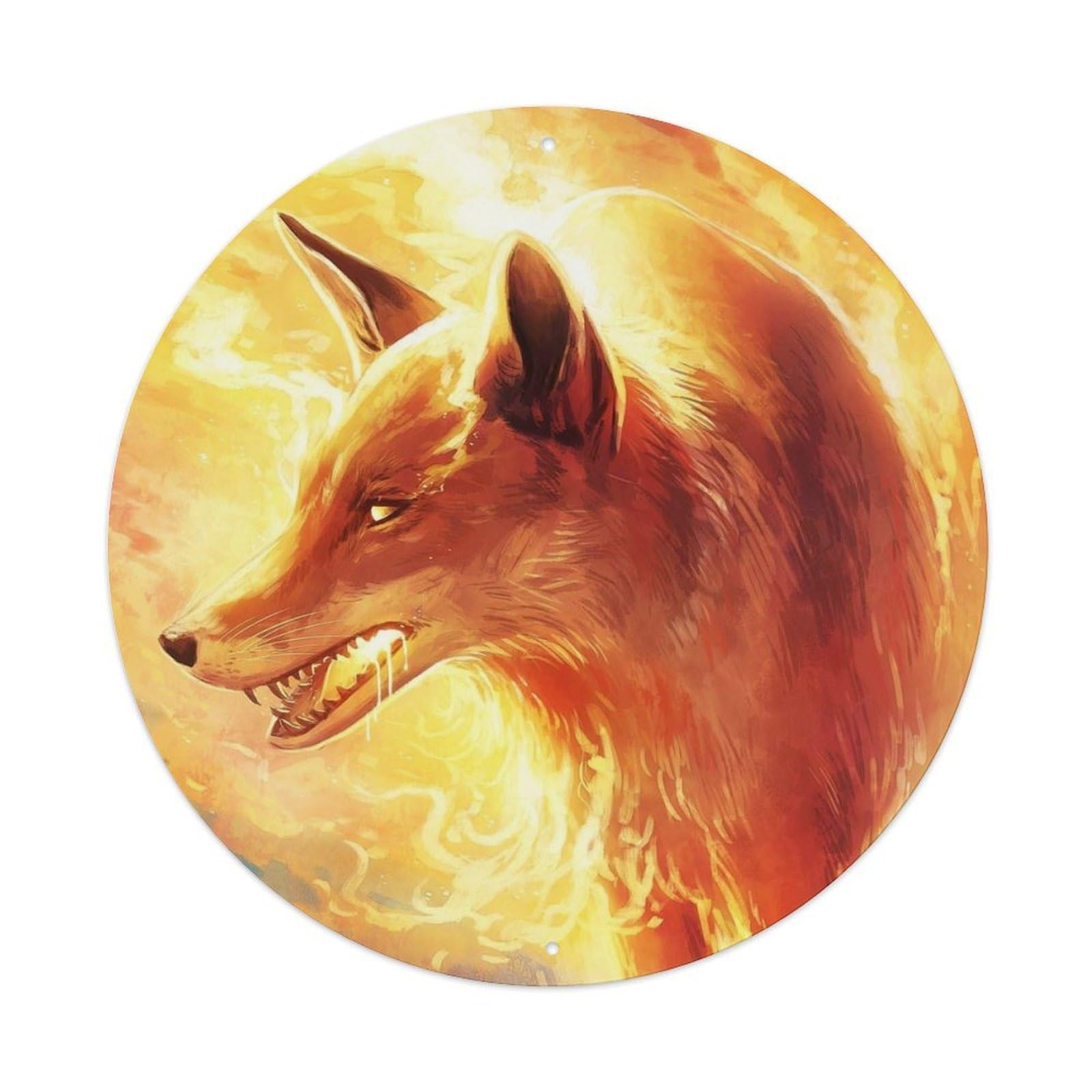 Flame Red Fox Mythological Creatures Poster Metal Tin Sign