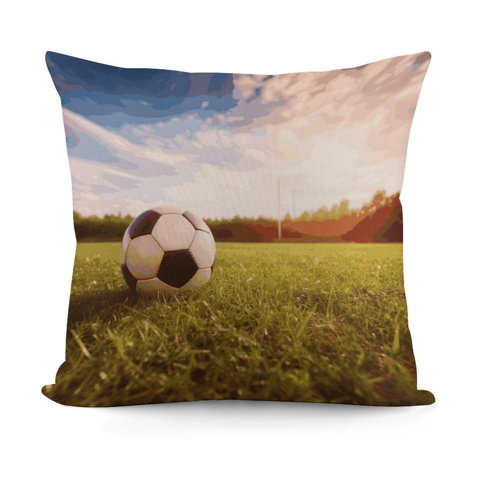 Adfgyerh Style Soccer Ball On A Field Decorative Pillow Covers, Throw Pillow Covers Soft For All Seasons, Pillowcases For Couch Living Room Sofa Bedroom 18X18 Inch