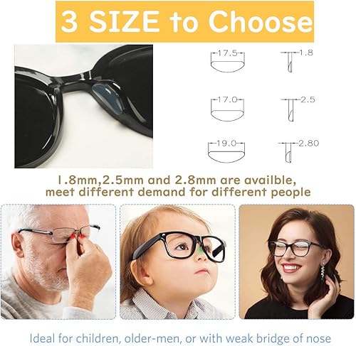 Miniatura 3 de Almohadillas de silicona para la nariz mejoradas, 12 pares de almohadillas adhesivas de silicona antideslizantes para gafas, lentes de sol, 0.110