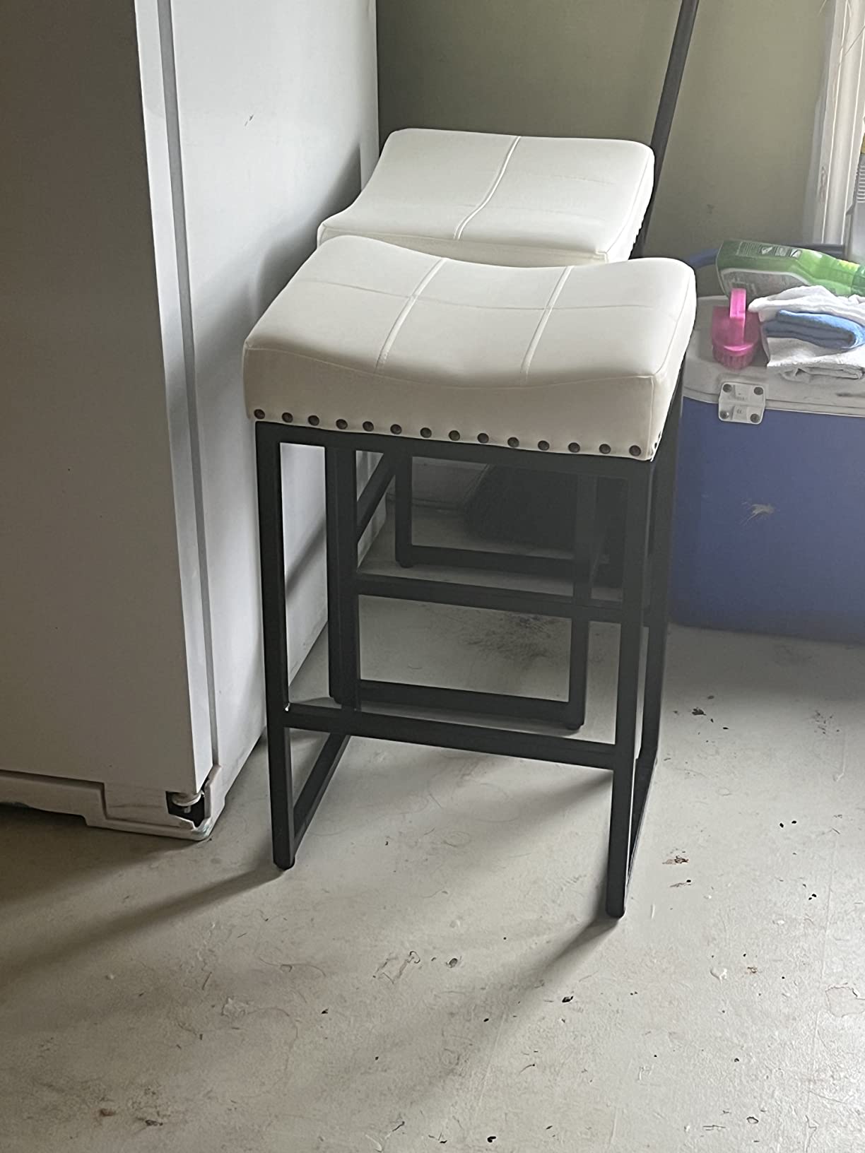 35/mo Finance LUE BONA Counter Height Bar Stools 24" Square Saddle