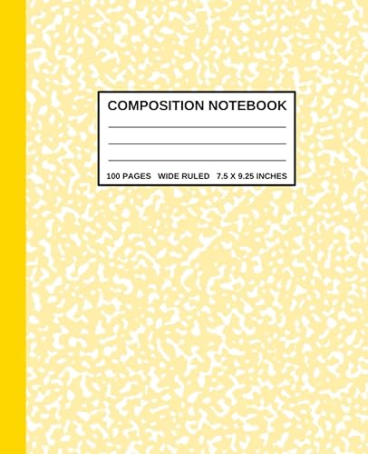 Yellow Pastel Marble Composition Notebook Wide Ruled 100 Pages: Aesthetic Lined Paper Journal Notebook 7.5 x 9.25 Inches for Adults, Boys, Girls, Kids, Teens, Students, Men and Women.