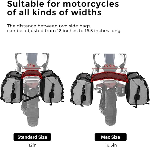 Miniatura 5 de KEMIMOTO Alforjas de motocicleta de 25 pulgadas de largo x 2 pulgadas, impermeables, bolsa de equipaje para bicicleta, bolsas laterales para