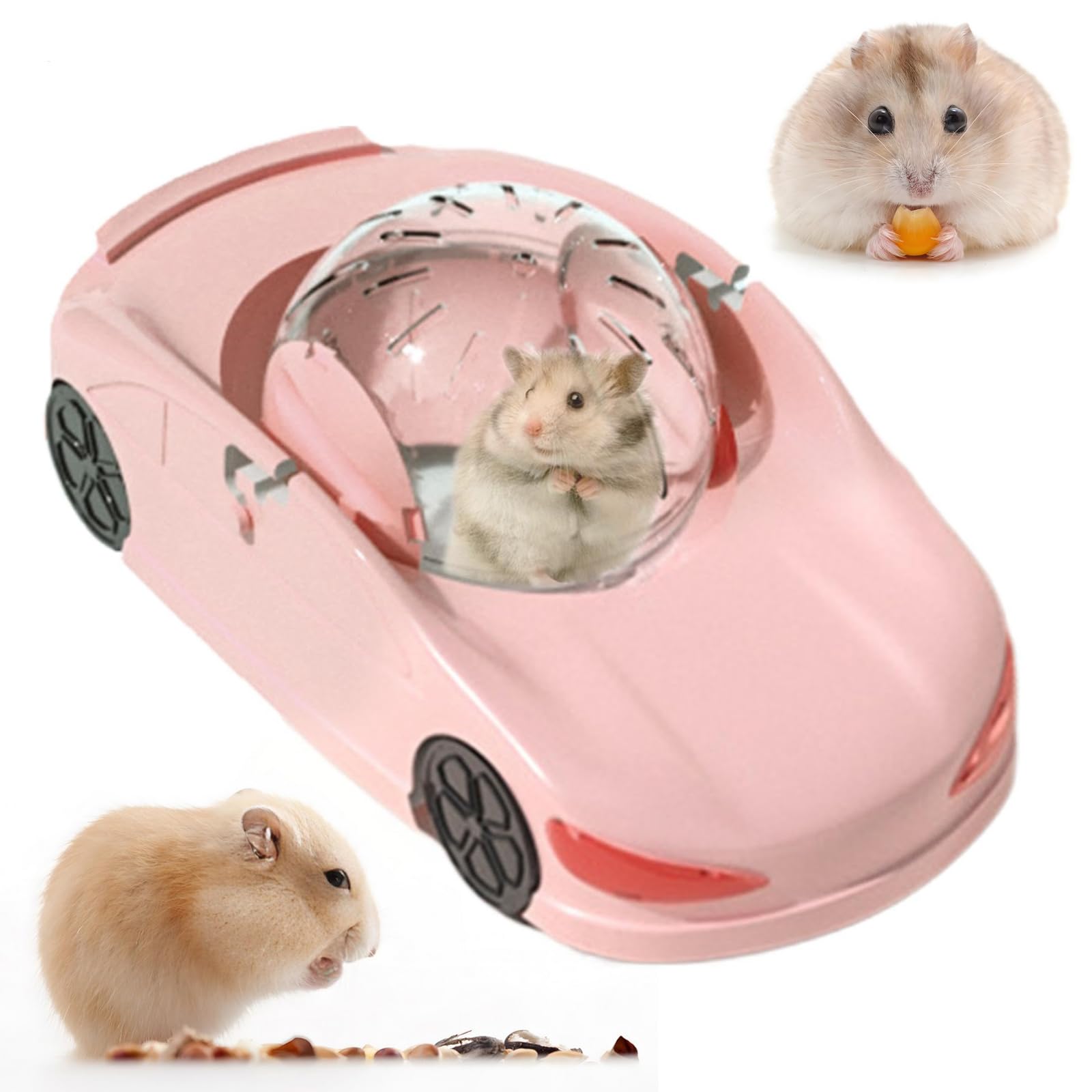 Hamster Running Ball - Funny Small Pet Supersportwagen Toy,Small Gerbils Running Plaything,Interactive Bauble (Pink)