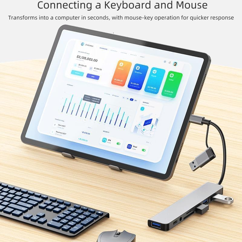 Image of USB C Hub - 8-in-1 USBC Adapter with USB, C-USB, 100W PD, USB 3.0 5Gbps Ports, SD /TF Card Reader - USB-C Dongle for Office, Meetings, Travel & Home Setup (USB)