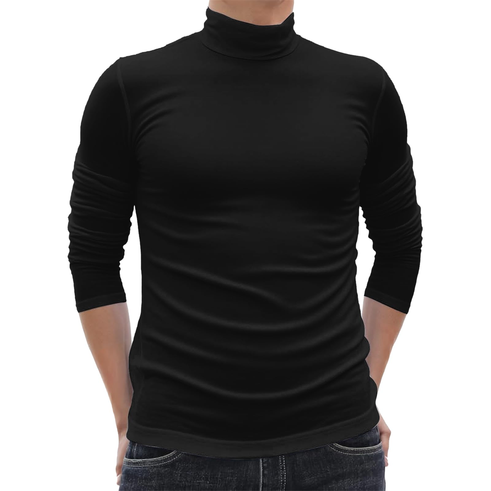 Turtleneck Men Casual Long Sleeve Turtle Neck Compression Shirt