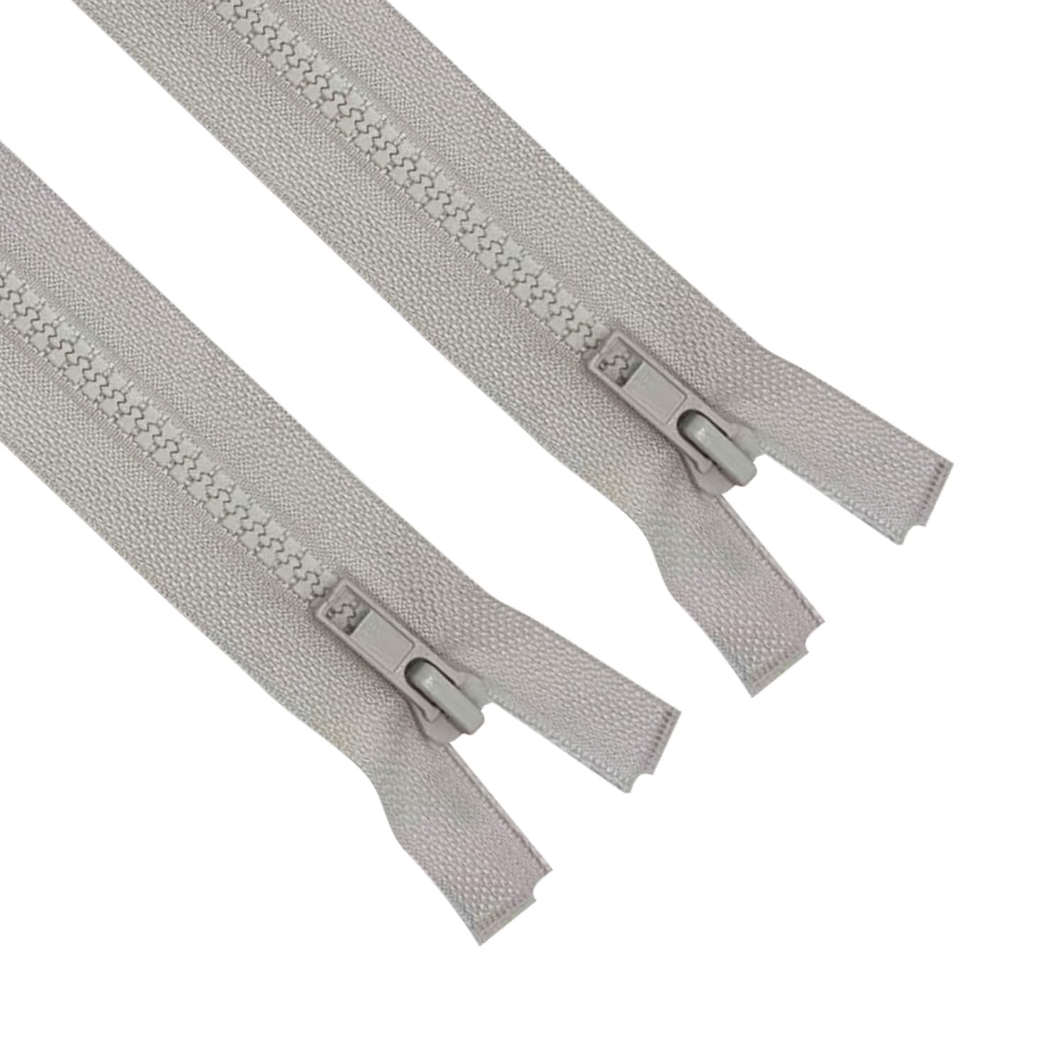 ANPURZII 2PCS #5 50 Inch Light Gray Separating Jacket Zippers for Sewing Coats, Molded Plastic Bulk Zippers(LightGray 50" 2PCS)