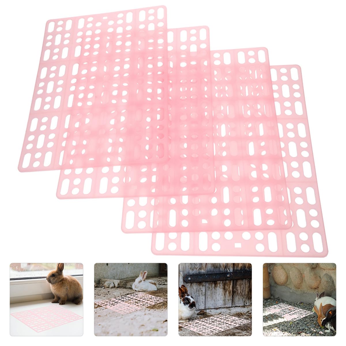 Amosfun Tappetino Antiscivolo per Gabbie Conigli e Piccoli Animali, Set 8 Pezzi Rosa, Cuscinetti Morbidi per Zampe Resistenti all’Usura, Adatto per Bagno, Cucina e Balcone