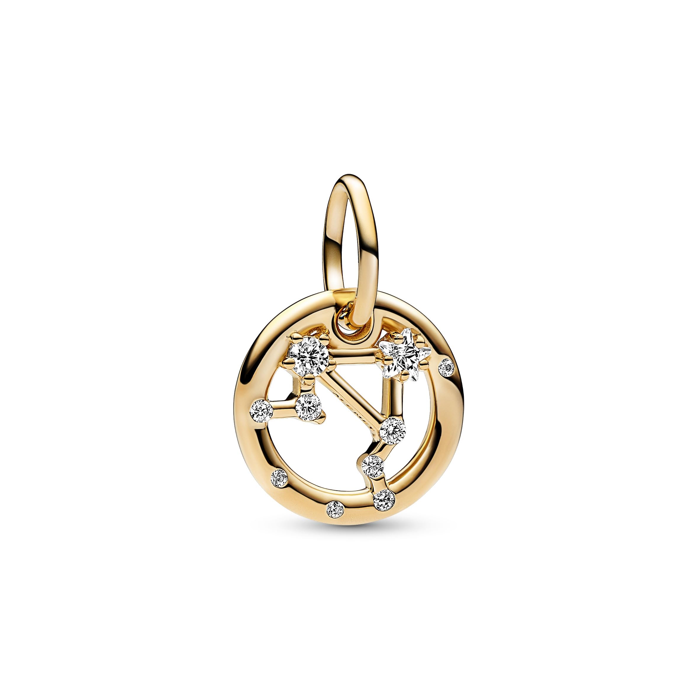 Pandora Moments Anhänger, Sternzeichen-Charms, 14-karätig vergoldet, mit klarem Cubic Zirkonia