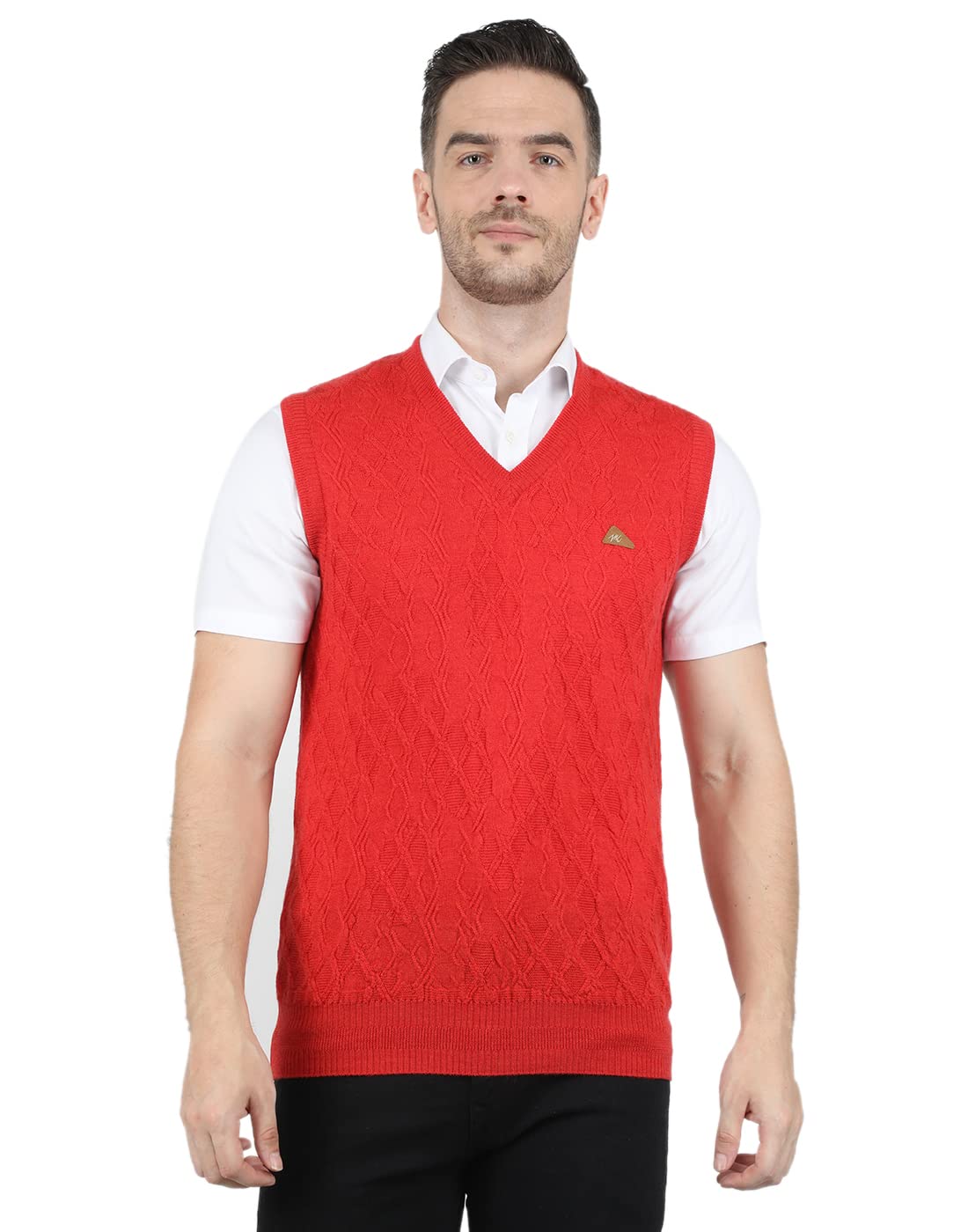 Men Pullover Sweater, Red Mix, 40