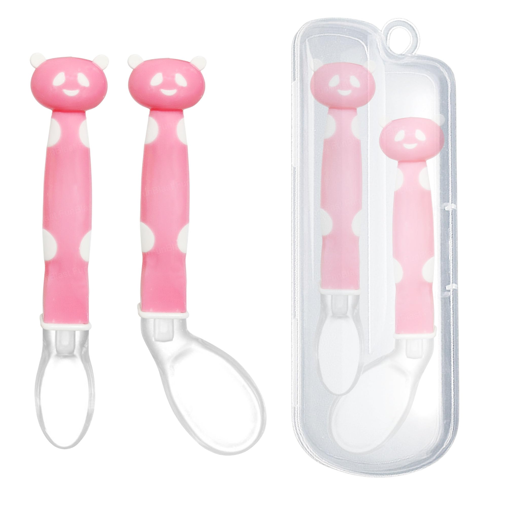 FunBlast Spoon for Baby Feeding – Silicone Spoons for Baby 6 to 12 Months, Babies Self Feeding Training Spoons Set (Panda-Pink)-image-10
