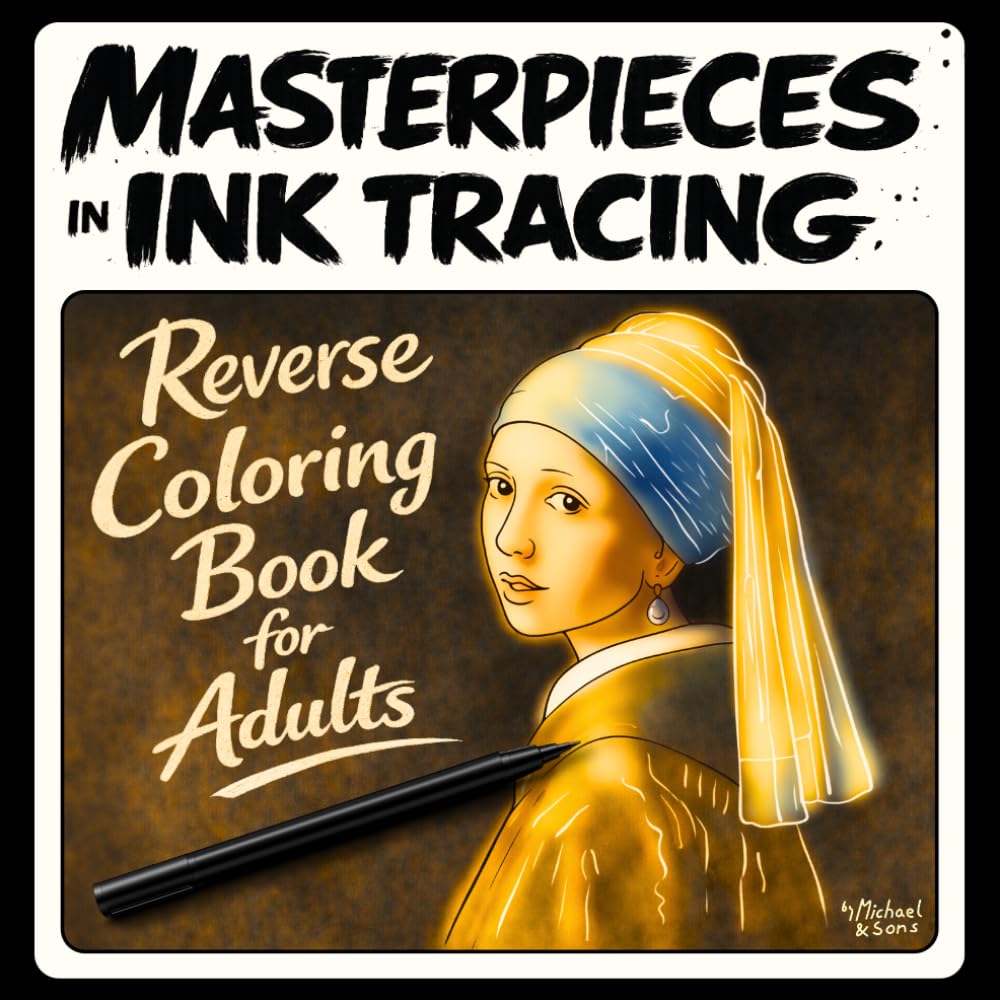 Masterpieces in Ink Tracing: Reverse Coloring Book for Adults
