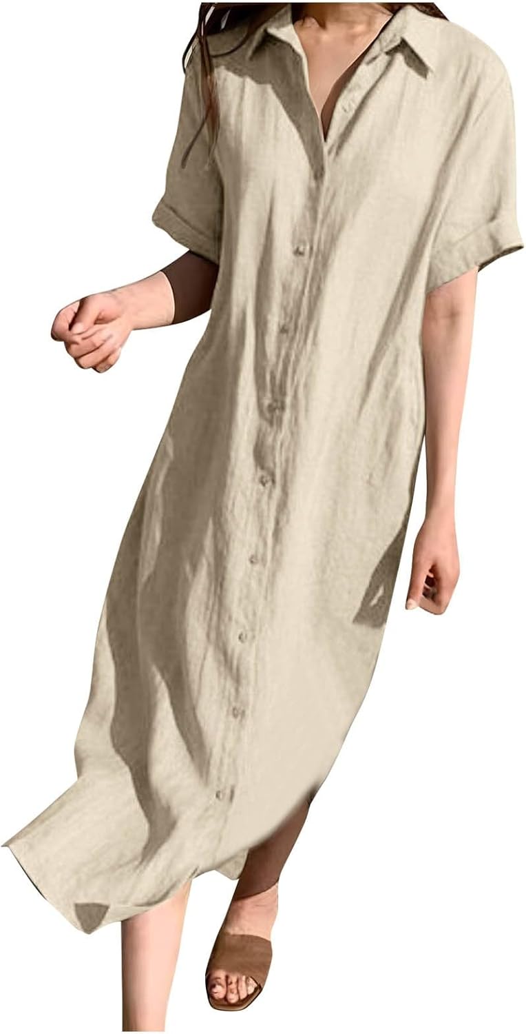 Sommerkleid Damen Blumenprint - Leichtes Freizeitkleid Mit 3/4 Ärmeln Und Taschen