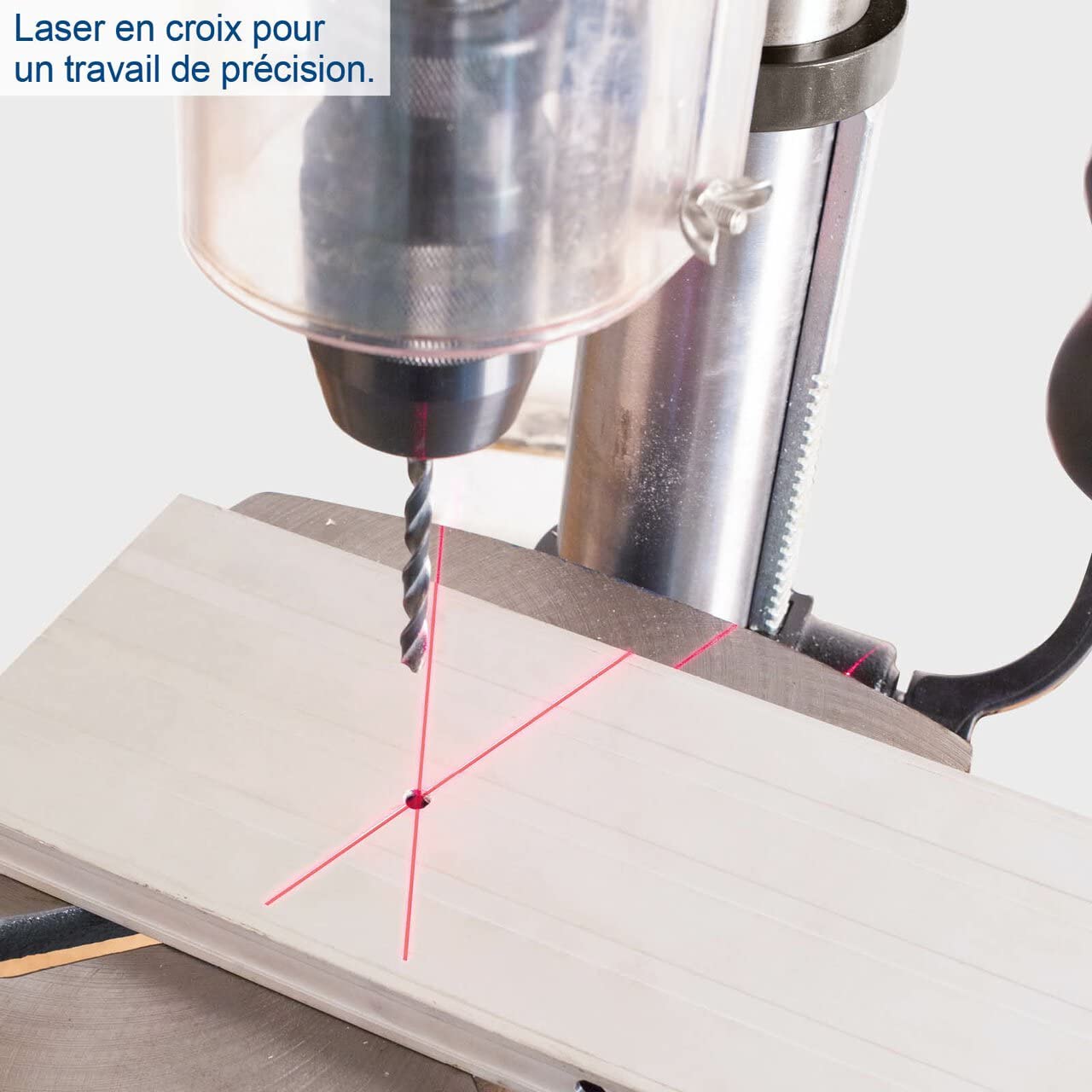 Scheppach Perceuse à colonne professionnelle DP18Vario | 550 W | Construction en fonte | Réglage de la vitesse en continu | Mandrin 16mm, laser, LED, extension de table inclus