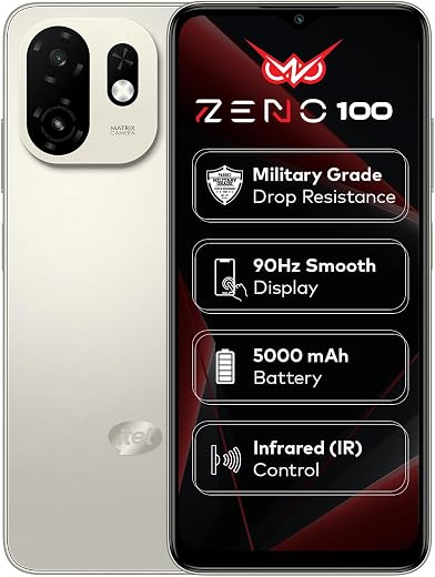 Zeno100 (4+8GB RAM, 64GB ROM) | 5000mAh Battery with Type-C | 90Hz Display | Side Fingerprint | Military Grade Protection...