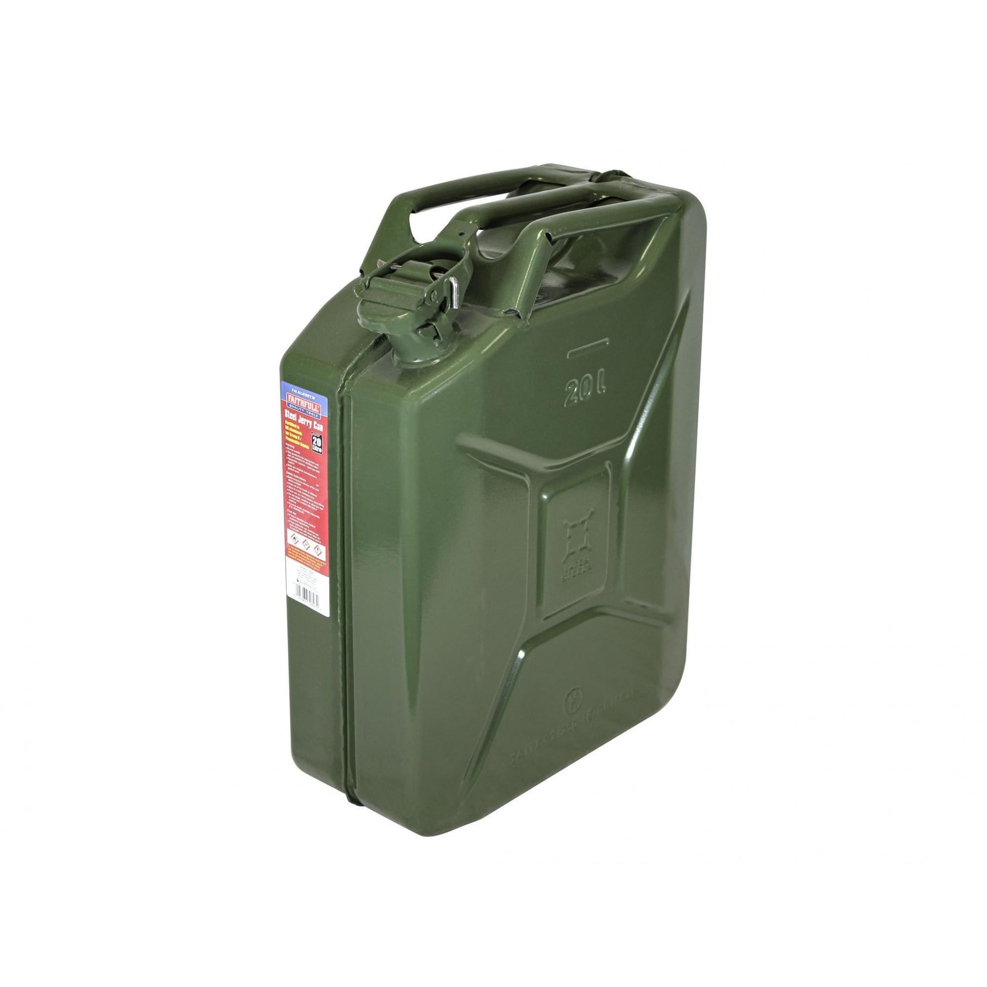 Faithfull Green Steel Jerry Can 20 Litre