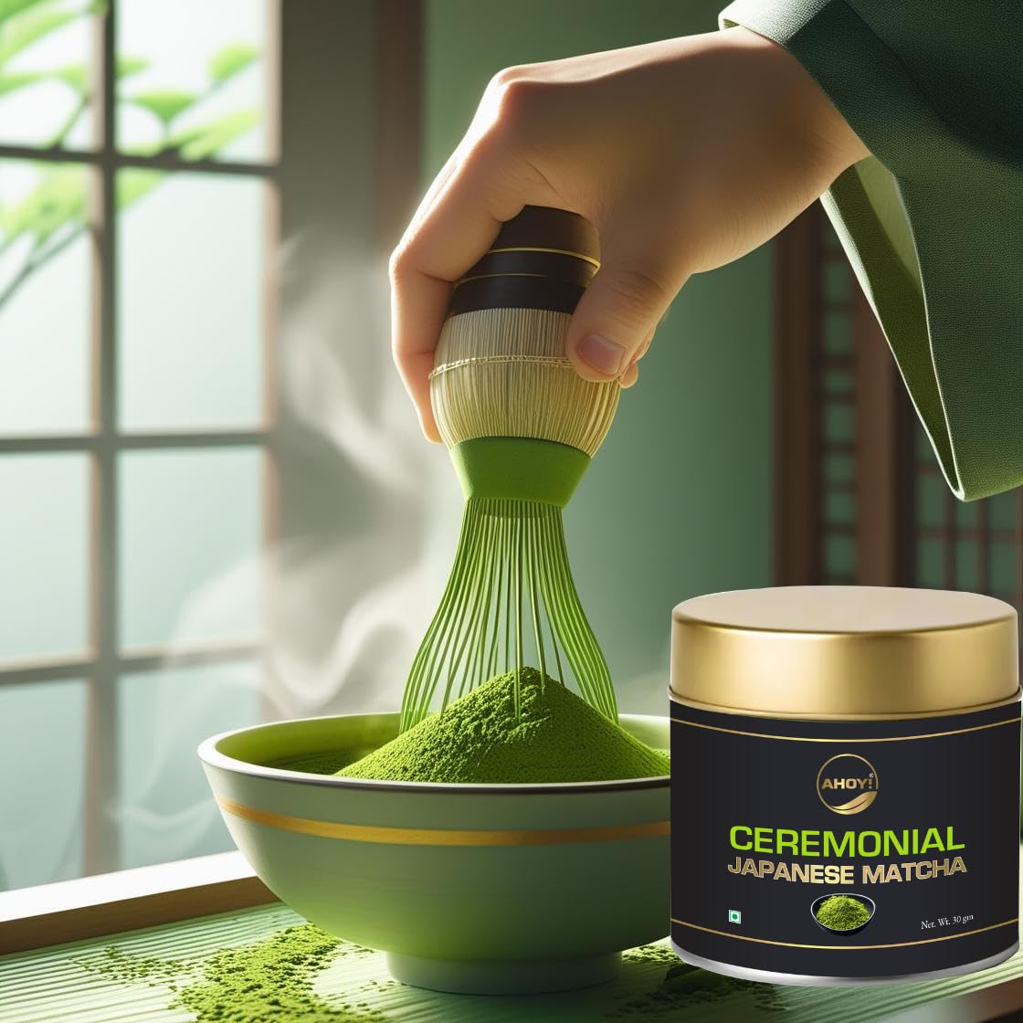 Ahoy! Japanese Matcha Green Tea Powder 1KG Bulk pack | Organic | Ceremonial Grade A | First Harvest | For Chefs, Restaurants, cafes, Bakers, and for the health conscious | 1 KG Pack - Image 5 thumbnail