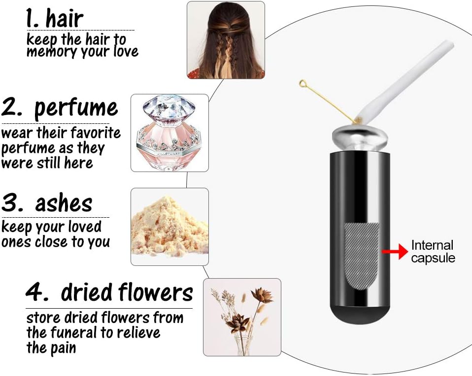 Dletay Cylinder Cremation Urn Necklace for Ashes Memorial Keepsake Pendant with Angel Wing Stainless Steel Remembrance Jewelry - Image 4