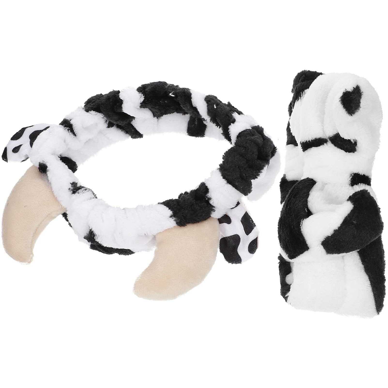 KASTWAVE Cute Cow Pattern Spa Headband for Kids - Soft Plush Makeup & Skincare Hair Wrap, Warm & Comfortable for Bathing & Washing