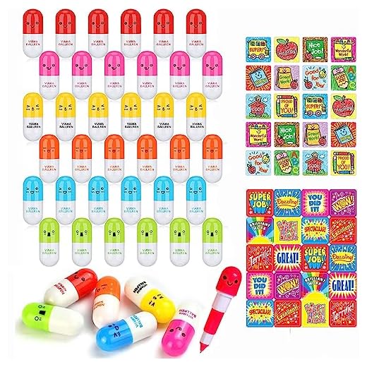 36 PCS Mini Bolígrafos Retráctil, Portátil, 2 piezas Pegatinas de Recompensa, Regalo para Niños, Estudiantes, Hogar, Escuela, Oficina