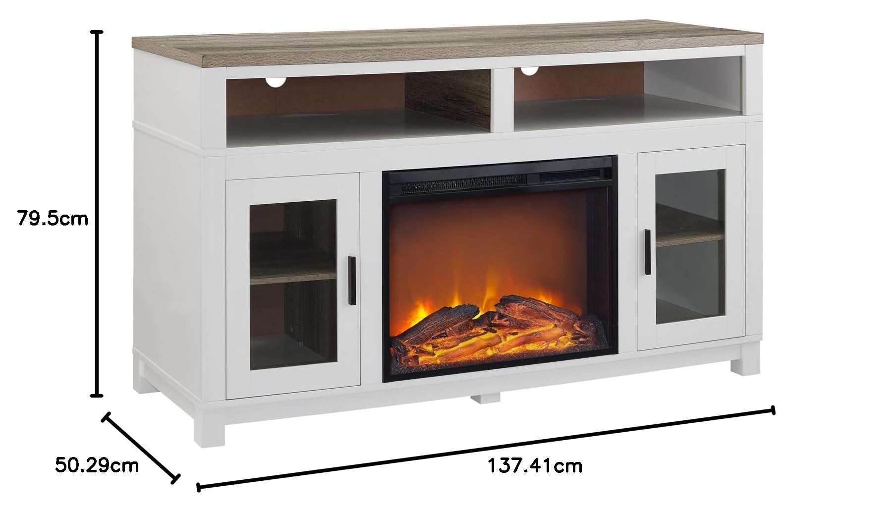 Costway Camino elettrico stufa da 750W/1500W con luci LED 12 colori di fiamma, Camino elettrico da parete a 3 lati Bianco