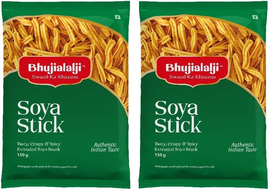 Image of Bhujialalji Soya Sticks (pack of 2) 150g | snacks | Namkeen savoury chips | All time favourite indian snacks /Namkeen | Ready to eat | Crispy & Light snacks.