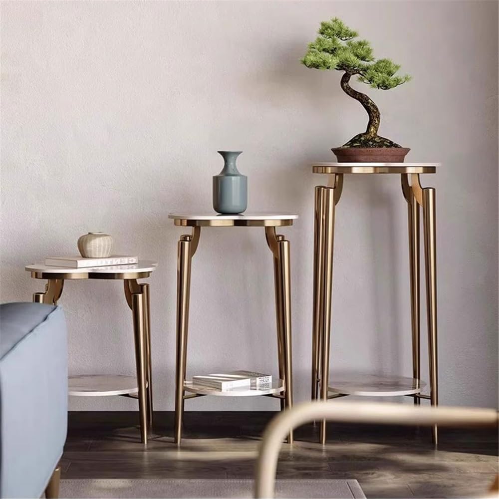 Soporte para bonsáis Estantería Ligera de Lujo con Placa de Roca for Plantas de Interior, de Acero Inoxidable, for Sala de Estar, balcón(Pequeño)