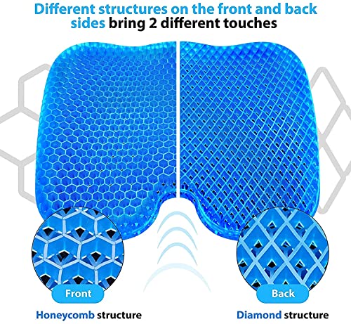 Full Gel Coccyx Seat Cushion Egg Gel Cushions Office Chair Cushion Car Seat Cushion For Back Sciatica Hip Tailbone Pain - Butt Pillow Chair Pad For Wheelchair Desk Pain Relief Long Trips Blue #TOP3