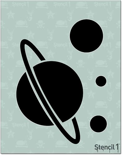 Stencil1 Plantilla Saturno y Planeta, plantillas espaciales de 8.5 x 11 pulgadas para pintar, arte de pared, bricolaje en casa y para decoración en