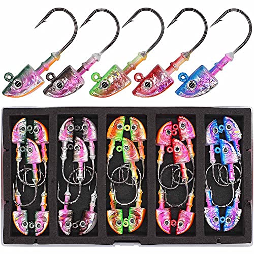 Swimbait-Jig-Head-Minnow-Fish-Head-Jig zum Angeln (Sortiment, 25 Stück (5 Farben), 28 g