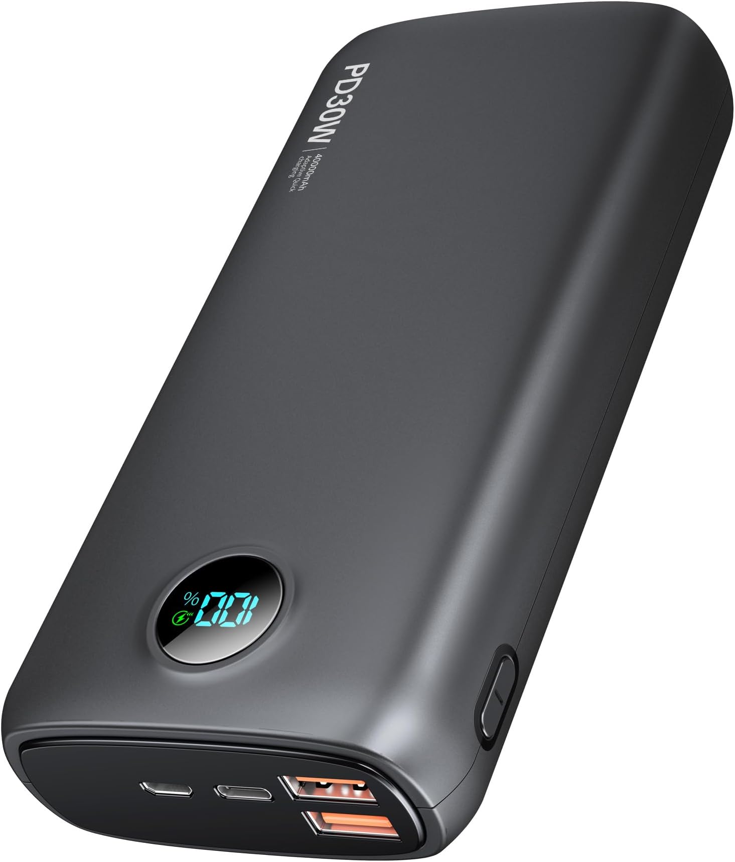 Power-Bank-Portable-Charger - 40000mAh Power Bank QC 4.0 and PD 30W Quick Charging Built-in LED Display 2 USB 1Type-C Output Compatible with Most Electronic Devices on The Market(Dull Black)