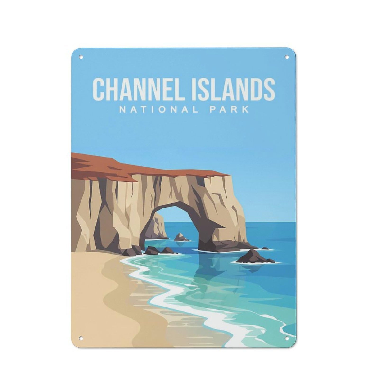 Junmoney Channel Islands National Park Understated Office Metal Sign 40X30cm Featuring Studio Wall Plaque For Office, Study, Studio Or Hallway