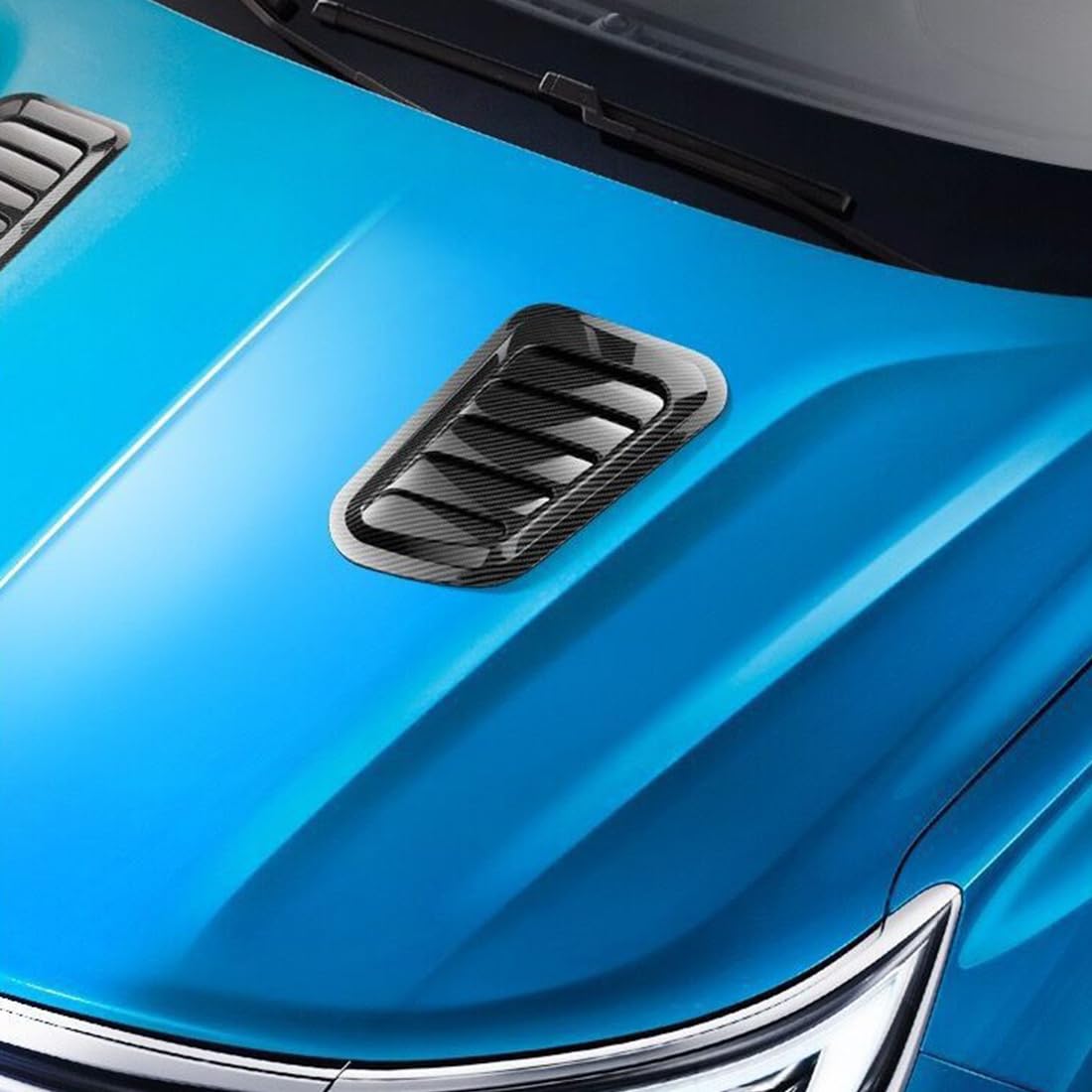 Presa d'Aria Decorativa per Cofano Auto (2 Pezzi) - Universale, Effetto Fibra di Carbonio Lucido, Accessorio Adesivo per Carrozzeria, Spoiler per Tetto, Parafango, Stile Sportivo Tuning