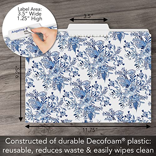 Counterart Blue Chinoiserie Decorative Reusable Flexible Plastic File Folder Made In The Usa 9.25” X 11.75” Holds 8.5” X 11” Documents #TOP4