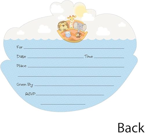 Miniatura 3 de Big Dot of Happiness Noah's Ark - Invitaciones de relleno en forma de - Tarjetas de invitación de baby shower con sobres - Juego de 12