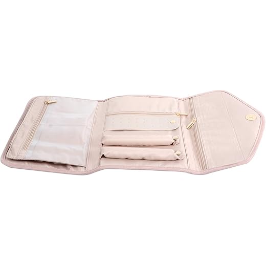 Travel Jewelry Roll Organizer Pink