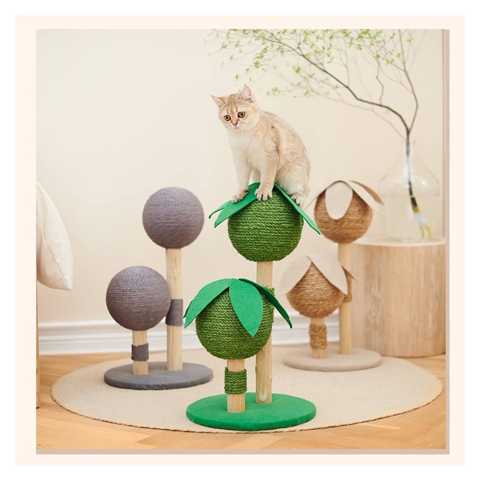 Kratzbaum/Kratzbäume Kratzbrett for Katzen, vertikaler Kratzbaum aus Holz, Katzenkratzball lässt keinen Schmutz Fallen Katzen Kratzbäume (Color : Groen)