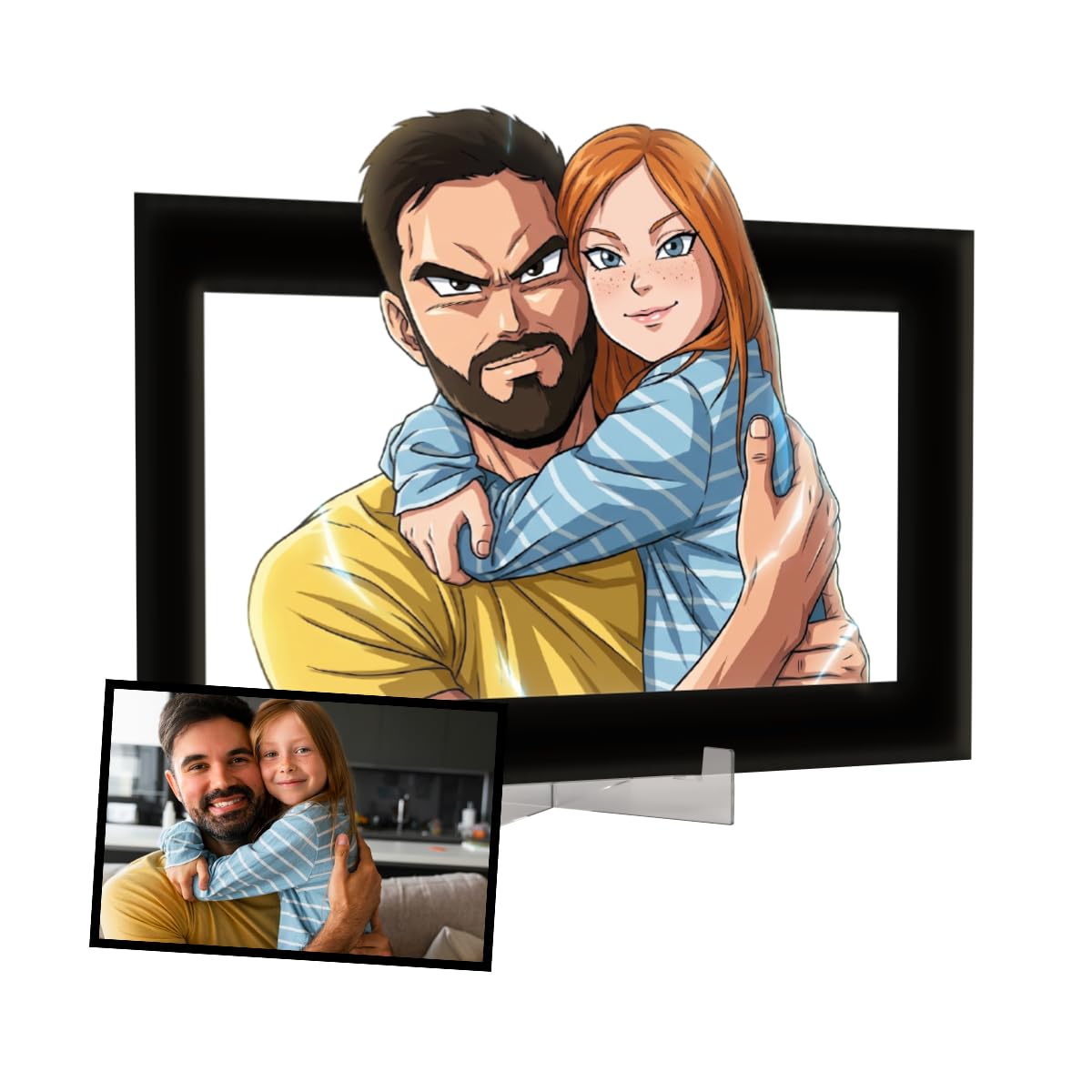 DEREGALOOS Marco Personalizado con Foto Estilo Animación 3D. Cuadro Artístico para Día de la Madre, Dia del Padre. Foto con Arte de Película. Regalo Original para Pareja, Familia — view 11