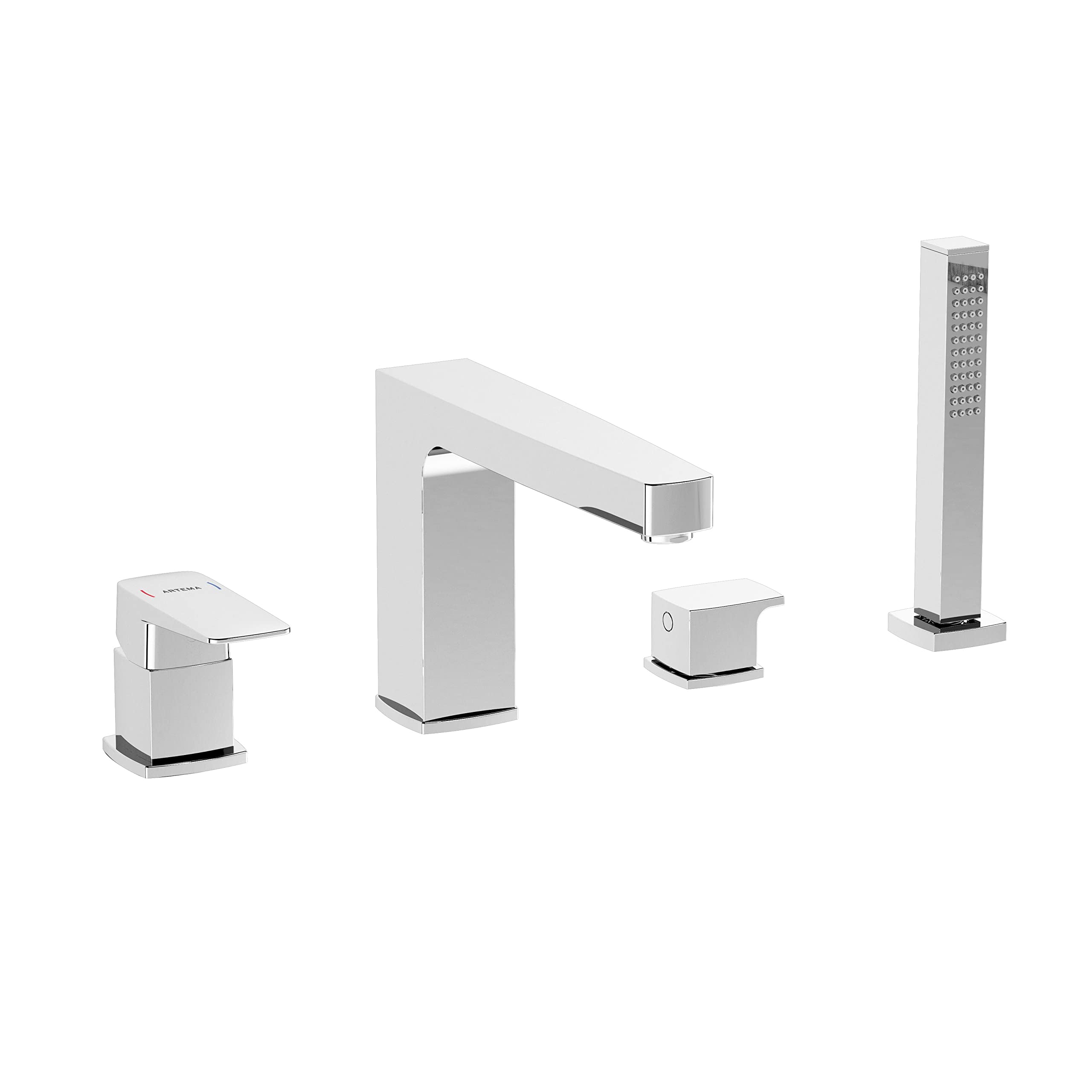 VitrA Root Square A42757 Küvet Bataryası, 4 Delikli, Krom