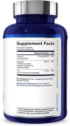 Miniatura 7 de 1MD Nutrition MagMD Plus - Magnesio con zinc y D3 | Promueve la salud del corazón, apoya la fuerza ósea y muscular y ayuda al sistema inmunológico -