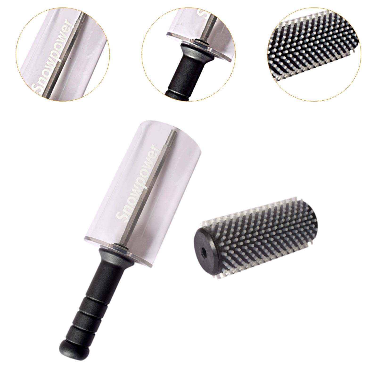 Oshhni Kit de Brosse rotative pour Ski, Brosse à Cire pour Snowboard, Brosse de 6 Pouces avec poignée, Outil de fartage antidérapant, Brosse à Cire pour Ski