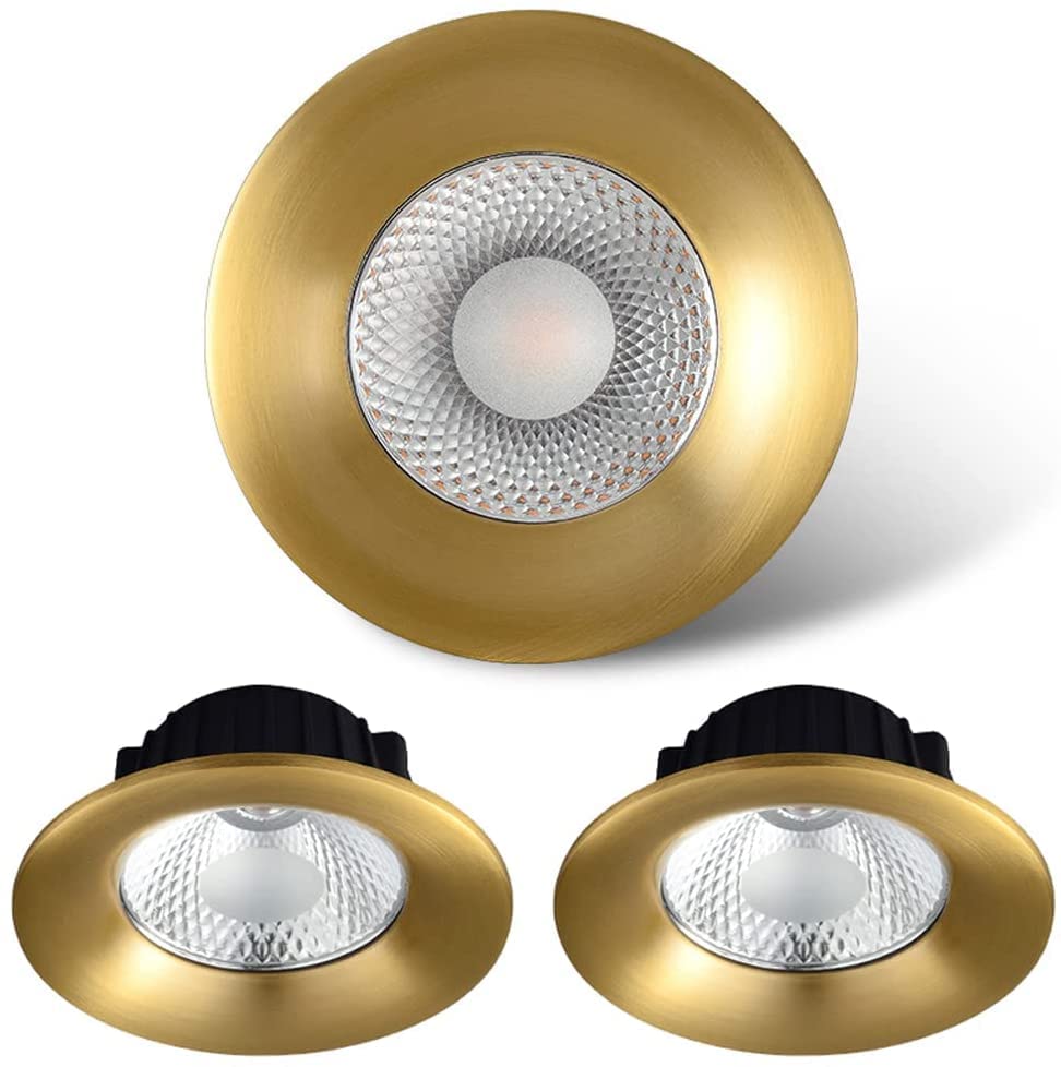 Plafonnier spot LED encastrable en laiton finition haut de gamme lot de 3
