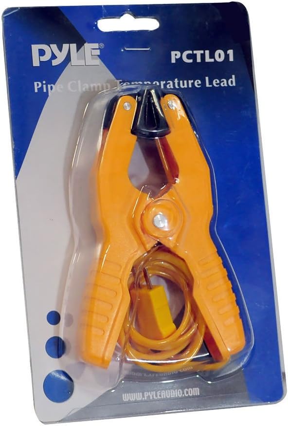 Pyle Meters Pipe Clamp Temperature ProbeTool-Type-KPipe Clamp Adapter Thermocouple Probe for External Meter or Gauge Device Like Digital Multimeters and Clamp Meter,Measures Temperature PCTL01, Orange