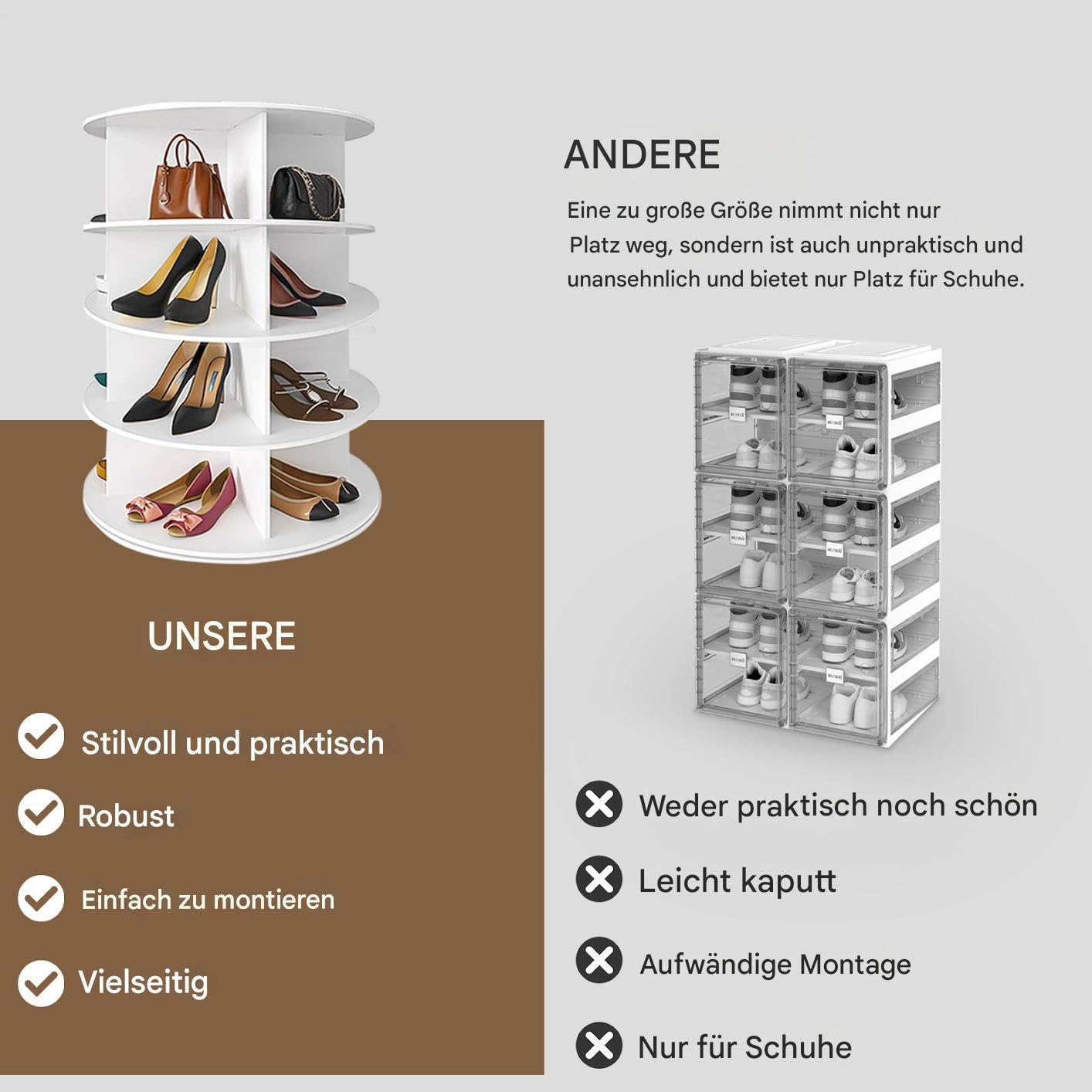 Drehbarer Schuhregalturm 4 Ebenen 360 Grad Lazy Susan Schuhdisplay Schrankorganisation