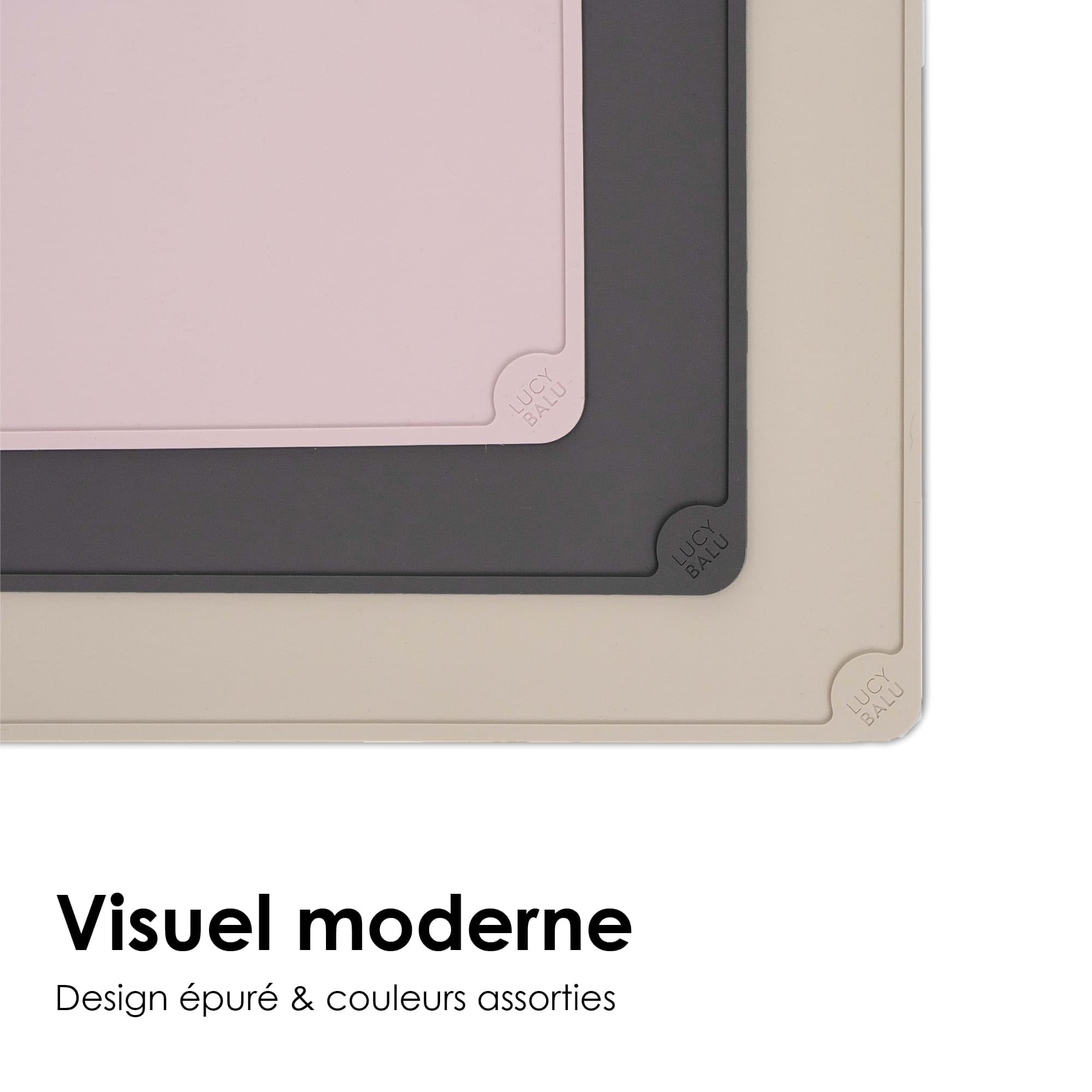 LucyBalu® Square Tapis de gamelle rectangulaire XL en Silicone I Taupe